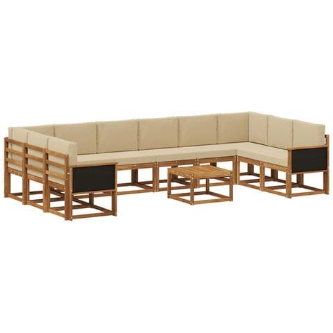 Set di divani da esterno con cuscino 11 pcs Naturale e Beige - Foto 1