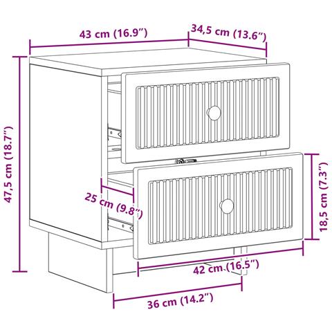 Armadio da Notte con cassetto Legno antico 43 x 34,5 x 47,5 cm - Foto 9