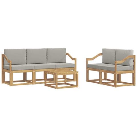Set di divani da esterno 6 pcs Bianco e Grigio Chiaro - Foto 1