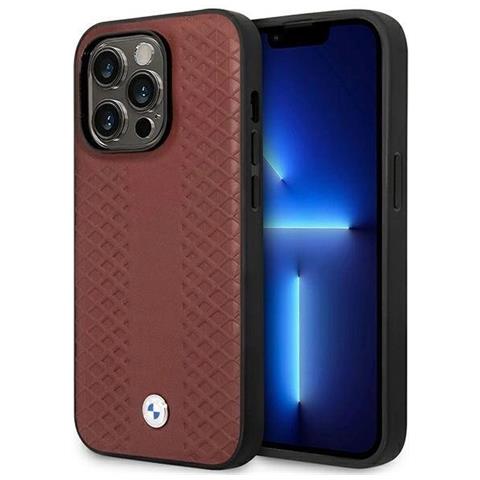 Custodia Bmw Bmhmp14x22rfgr Per Iphone 14 Pro Max 6.7 Bordeaux In Pelle Con Motivo A Diamante Magsafe - Foto 1