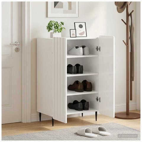 Mobile per scarpe ZWOLLE 59,5 x 39,5 x 91,5 cm Bianco Lucido - Foto 2