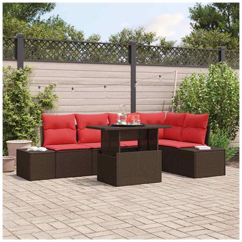 Set Divano da Giardino 6 pz Marrone polyrattan - Foto 2