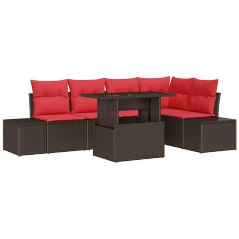 Set Divano da Giardino 6 pz Marrone polyrattan - Foto 1