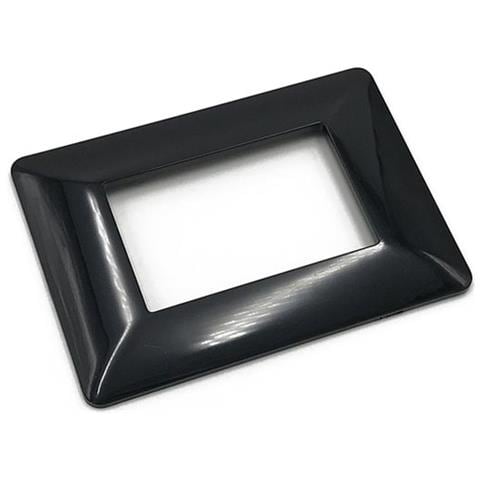 1 Placca Muro 3 Posti Moduli Nero Lucido Compatibile Tipo Bticino Matix - Foto 1