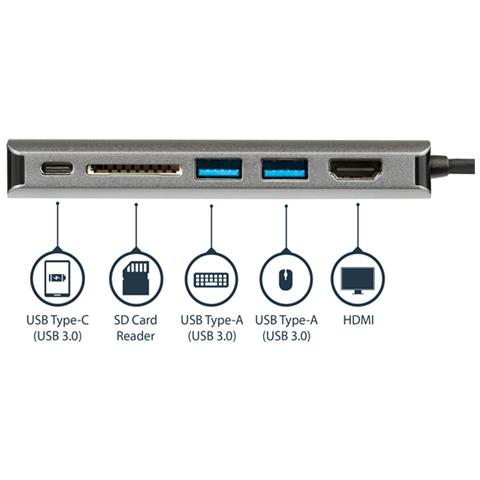 Adattatore USB-C Multiporta con HDMI - SD - 2xA 1xC - PD3.0 - Hub USB C a USB 3.0 - 2x USB-A 1x USB-C - 60W - Foto 5