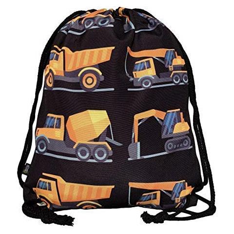 Sacca Per Bambini, Ragazzi | Sfondo Nero, Motivo Con Mezzi Da Lavoro | Asilo, Scuola Materna, Gita, Sport | Zaino, Sacca Per Il Tempo Libero, Sacca Da Ginnastica, Sacca Per Scarpe - 40x32cm - Foto 1