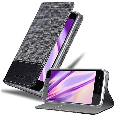 Custodia Libro Per Htc U11 Life In Grigio Nero - Con Vani Di Carte, Funzione Stand E Chiusura Magnetica - Portafoglio Cover Case Wallet Book Etui Protezione - Foto 1