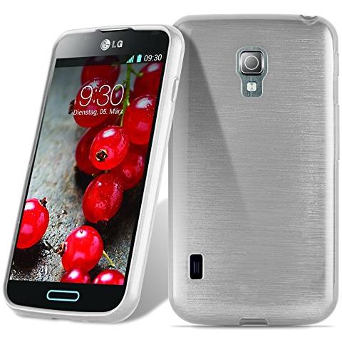 Custodia Compatibile Con Lg L7 Ii (2.gen 2.sim) In Argento - Coperchio Protettivo In Silicone Tpu Flessibile Con Design Spazzolato - Foto 1