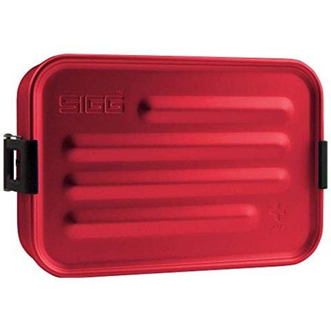 Metal Box Plus S, Lunchbox 0,8 L, Moderno Contenitore Per Il Pane Con Pratico Inserto, Portapane Leggero In Alluminio Con Divisorio, Alluminio, Rosso, S - Foto 1