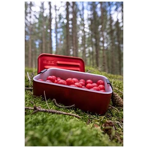 Metal Box Plus S, Lunchbox 0,8 L, Moderno Contenitore Per Il Pane Con Pratico Inserto, Portapane Leggero In Alluminio Con Divisorio, Alluminio, Rosso, S - Foto 2