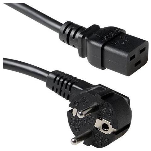 Act Powercord Mains Connector Cee7/7 Male (angled) - C19 Black 0.60 M Powercord Schuko-c19 Blk 0.60m (ak5183) - Foto 1
