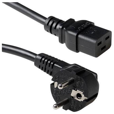 Act Powercord Mains Connector Cee7/7 Male (angled) - C19 Black 0.60 M Powercord Schuko-c19 Blk 0.60m (ak5183) - Foto 2