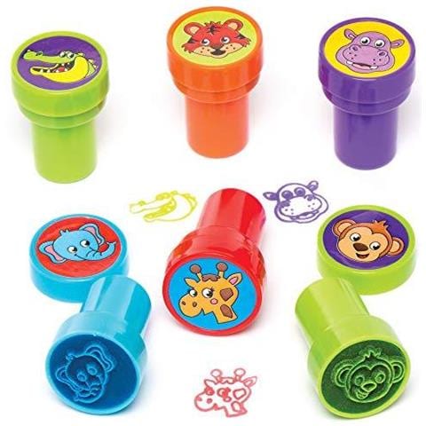 Jungle Animali Auto-inchiostrazione Stampers Perfetto Per I Bambini Per Decorare Carte Lettere Ideale Per Casa Scuola E Artigianato Gruppi (confezione Da 10) Assortiti 20 Millimetri - Foto 1