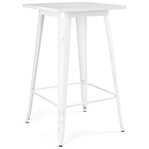 Tavolo Bar Minnesota In Acciaio Stile Industriale Bianco Antico 103 H Cm - Foto 1