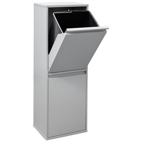 Basic Cr202-b Pattumiera Per Raccolta Differenziata, 2 Secchi, Mobile D'acciaio Per Differenziata, 2 X 17 L (34 L), Grigio Chiaro - Foto 1