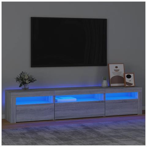 Mobile Porta Tv Con Luci Led Grigio Sonoma 195x35x40 Cm - Foto 12