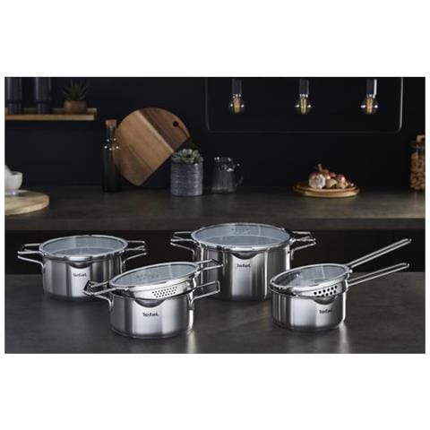 H852s855 Nordica Lotto 8 Parti In Acciaio Inossidabile Da 16 Cm Panna + 18/20/24 Cm Dams + Coperchio Di Vetro - Tutte Le Luci Inclusa L'induzione - Foto 2
