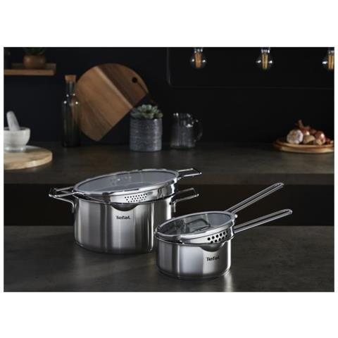 H852s855 Nordica Lotto 8 Parti In Acciaio Inossidabile Da 16 Cm Panna + 18/20/24 Cm Dams + Coperchio Di Vetro - Tutte Le Luci Inclusa L'induzione - Foto 3