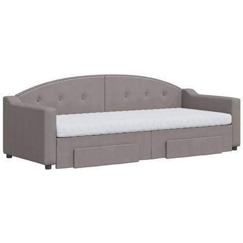 Divano Letto Estraibile Con Cassetti Tortora 80x200 Cm Tessuto - Foto 2