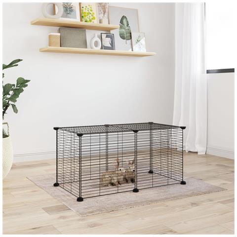 Gabbia Per Animali Domestici 8 Pannelli Nero 35x35 Cm Acciaio - Foto 2