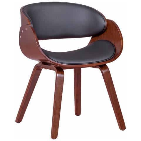 Sedia Scandinava Con Braccioli In Legno Di Noce Scuro E Rivestita In Similpelle - Burrow S - Foto 1