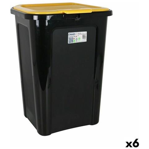 Secchio Per La Spazzatura Tontarelli Coverline Giallo 44 L Nero 38,5 X 34,5 X 54,5 Cm (6 Unità) - Foto 1