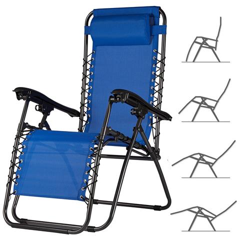 Sedia Da Giardino Poltrona Relax Pieghevole Gravita Zero Acciaio Texilene Blu - Foto 2