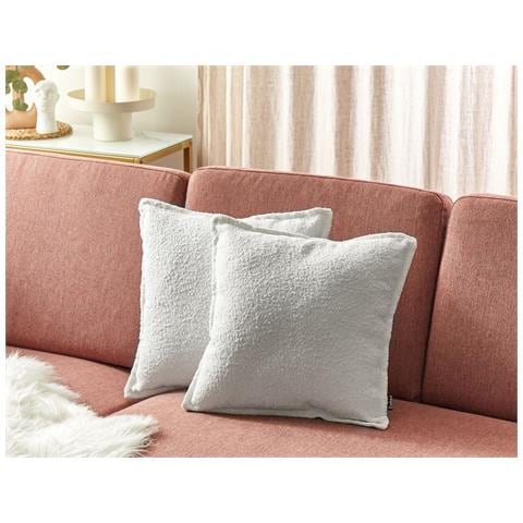 Set Di 2 Cuscini Senecia Bouclé 45 X 45 Cm Bianco Sporco Tinta Unita - Foto 1
