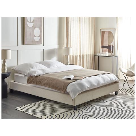 Letto Senza Testata Bouclé Roanne 160 X 200 Cm Beige Chiaro - Foto 1