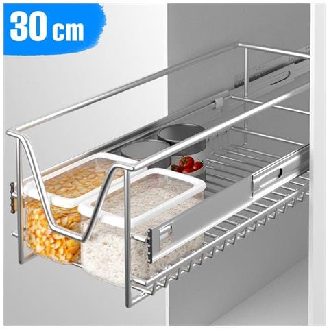 Set 2 Cassetti Cassetto Telescopico Cucina 30cm Cestello Estraibile Salvaspazio - Foto 2