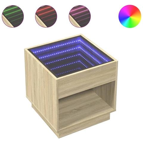 Tavolino Da Salotto Con Led Infinity Rovere Sonoma 50x50x50 Cm - Foto 2