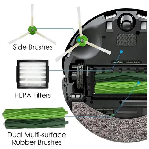 10 Accessori Di Ricambio Per Irobot Roomba J7 / J7+, 2 Spazzole A Rullo, 2 Filtri, 4 Spazzole Laterali, 2 Panni Per Il Lavaggio, 2 Sacchetti Per La Polvere - Foto 7