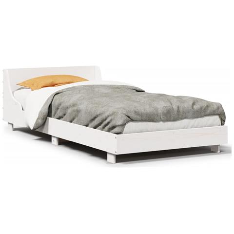 Letto Senza Materasso Bianco 90x200 Cm Legno Massello Di Pino - Foto 2
