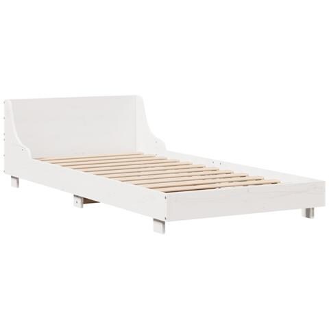 Letto Senza Materasso Bianco 90x200 Cm Legno Massello Di Pino - Foto 3