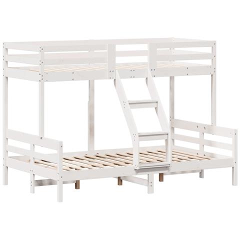 Letto A Castello 80x200/120x200cm Bianco Legno Massello Di Pino - Foto 3