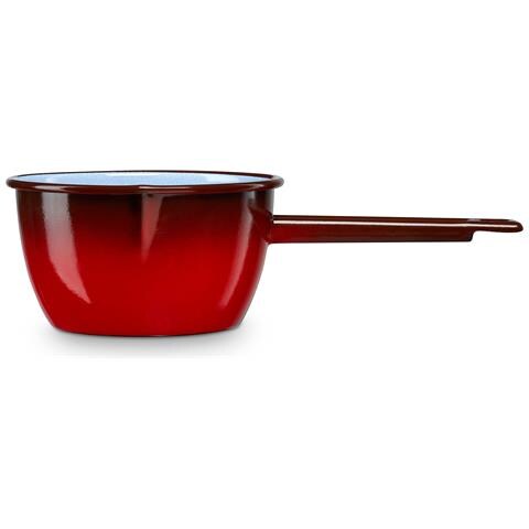 Ignea Pentolino Induzione Latte Con Manico 2,15 L Acciaio Smaltato 18 Cm Vintage Rosso - Foto 1