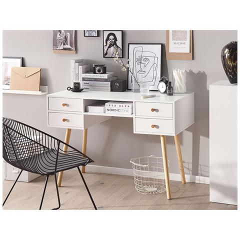 Scrivania Levin Bianco 110 Cm 55 Cm Con Contenitore - Foto 1