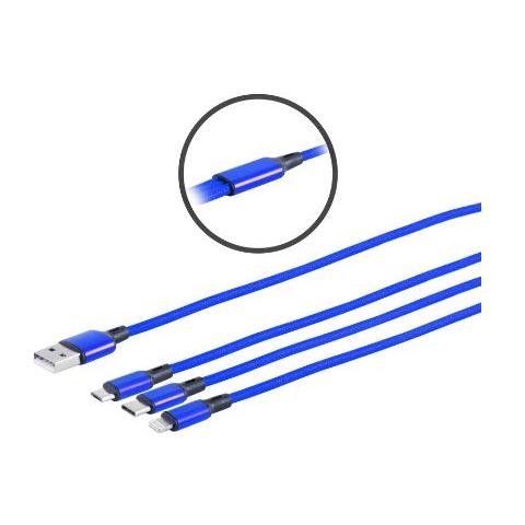 MC-USBA-3WAY cavo USB USB 3.2 Gen 1 (3.1 Gen 1) 1,2 m USB C /Micro-USB B /Lightning Blu - Foto 1