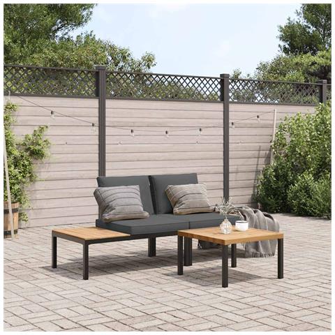 Set Divani Da Giardino 3 Pz Con Cuscini In Alluminio Nero - Foto 1