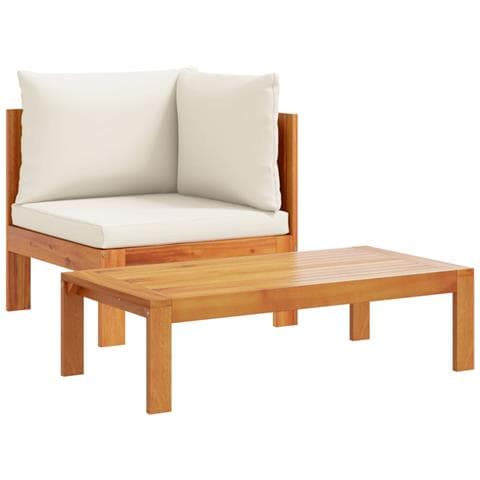 Set Divani Da Giardino 2pz Con Cuscini Legno Massello Di Acacia - Foto 2