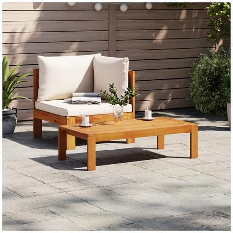Set Divani Da Giardino 2pz Con Cuscini Legno Massello Di Acacia - Foto 3