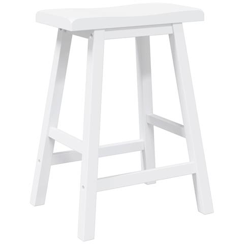 Sgabelli Da Bar 2 Pz Bianchi In Legno Massello Di Hevea - Foto 2