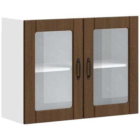 Pensile Da Cucina Con Porta In Vetro Lucca Rovere Marrone - Foto 2