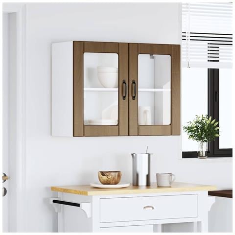 Pensile Da Cucina Con Porta In Vetro Lucca Rovere Marrone - Foto 3