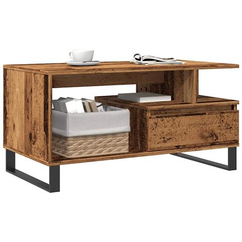 Tavolino Da Salotto Legno Antico 90x49x45 Cm Legno Multistrato - Foto 3