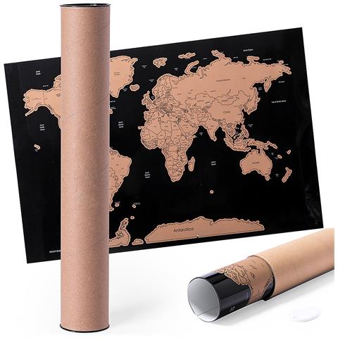Mappa Del Mondo Paralisi. 43x28,5x1 Cm. Colore Marrone - Foto 3