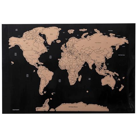 Mappa Del Mondo Paralisi. 43x28,5x1 Cm. Colore Marrone - Foto 1