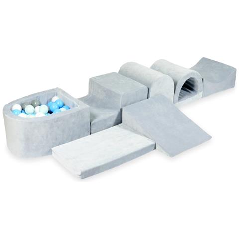 Grootste Foam Speelset Met Microzwembad Fluweel Zacht Lichtgrijs Met Ballen 100 Stuks (grijs, Wit, Lichtblauw, Lichtmint) - Foto 1