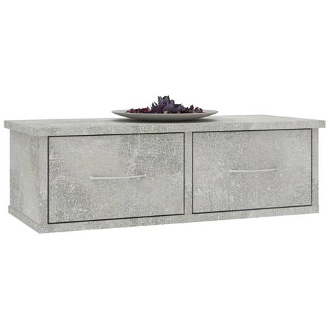 Scaffale Cassetti Parete Grigio Cemento 60x26x18,5 Multistrato - Foto 2