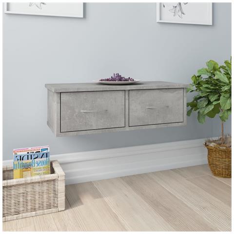 Scaffale Cassetti Parete Grigio Cemento 60x26x18,5 Multistrato - Foto 7